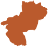 contours de la région Méditerranée teints en orange sombre